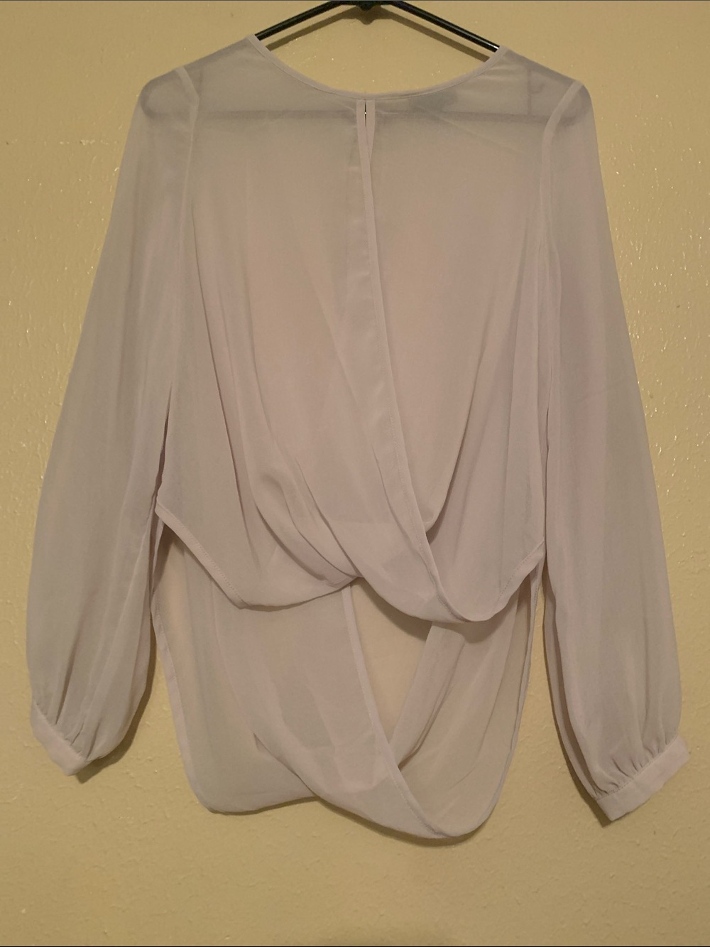Topshop Light Pink/Ivory Draped Long-Sleeve Blouse